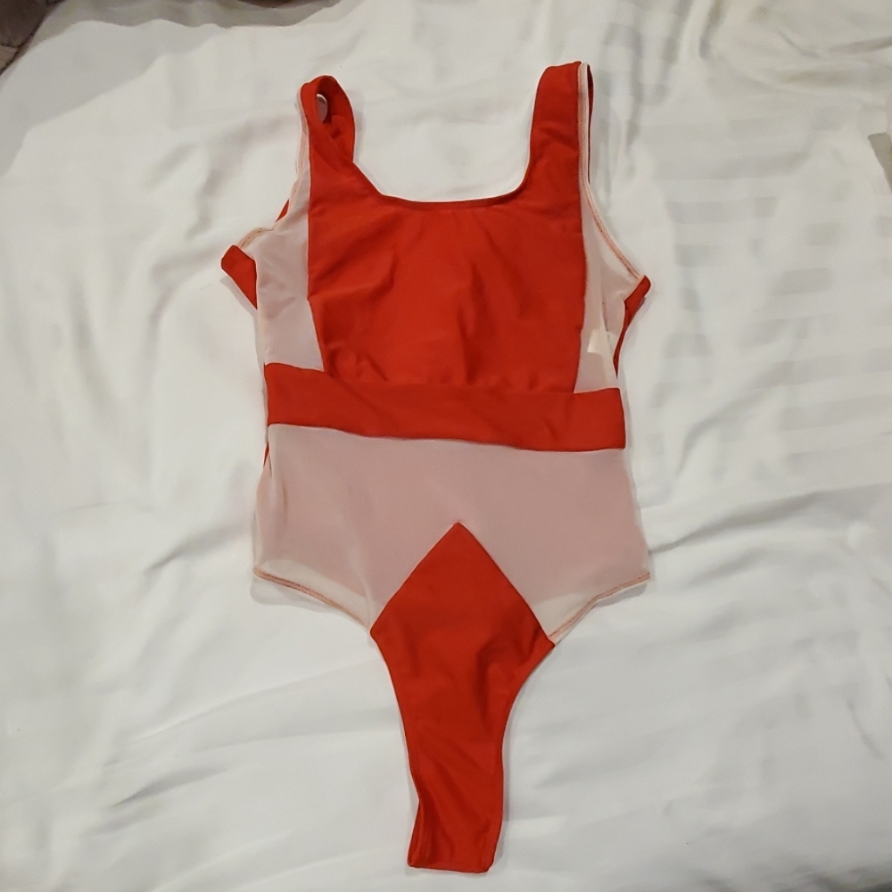 Red Bathing Suit (with mesh) NWOT